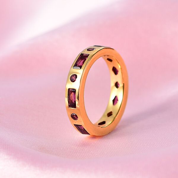 Nat&uuml;rlicher Rhodolith Granat Ring, 925 Silber Gelbgold Vermeil, (Gr&ouml;&szlig;e 19.00) ca. 2.42 ct image number 2