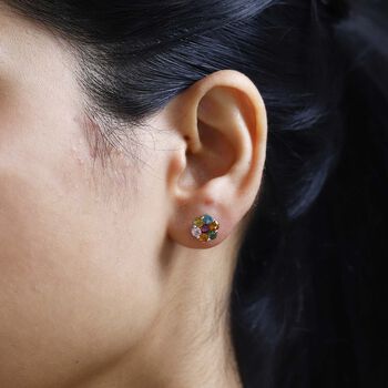 Mehrfarbige-Turmalin Ohrringe, 925 Silber platiniert, ca. 1.91 ct