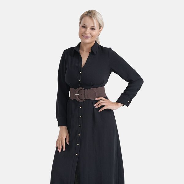 Elastischer Tailleng&uuml;rtel mit runder Schnalle, 45x7,5 cm, Rot