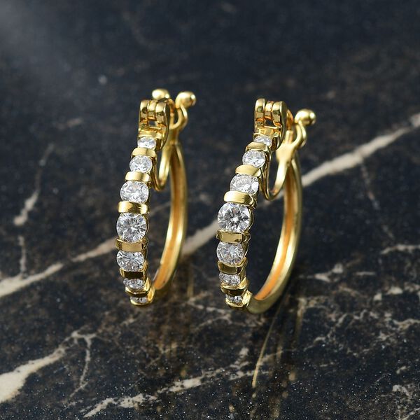 Moissanit Ohrringe, 925 Silber 750 Gelbgold Vermeil - 1,31 ct. image number 2