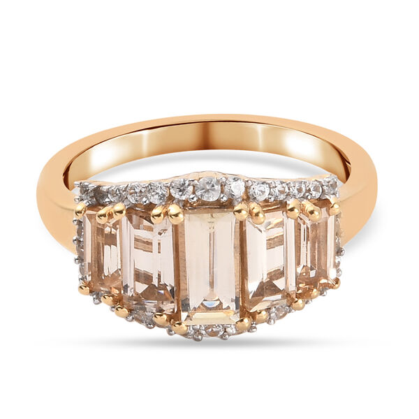 Kaiserlicher Topas und Zirkon Ring 925 Silber 585 Vergoldet