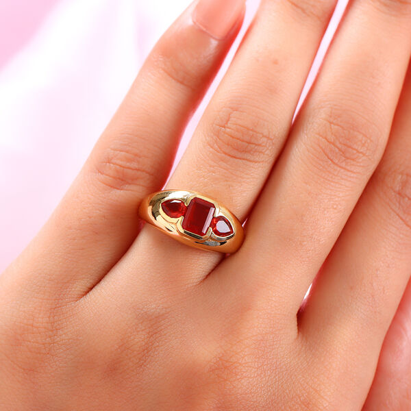 Mexikanischer Kirschfeuer-Opal Ring 925 Silber vergoldet  ca. 1,17 ct image number 3