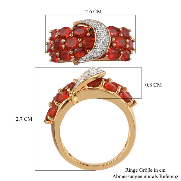 Mexikanischer Kirschfeuer-Opal und Zirkon-Ring, 925 Silber Gelbgold Vermeil  ca. 2,34 ct image number 7