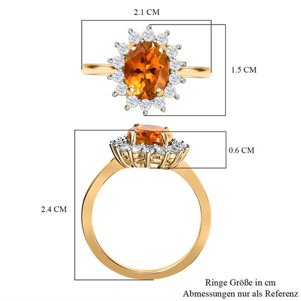 Serra Gaucha Citrin, Wei&szlig;er Zirkon Ring, 925 Silber Gelbgold Vermeil, (Gr&ouml;&szlig;e 17.00) ca. 3.14 ct image number 7