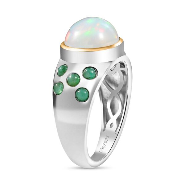 AA Nat&uuml;rlicher, &auml;thiopischer Welo Opal, Smaragd Ring 925 Silber rhodiniert (Gr&ouml;&szlig;e 18.00) ca. 2,89 ct image number 5