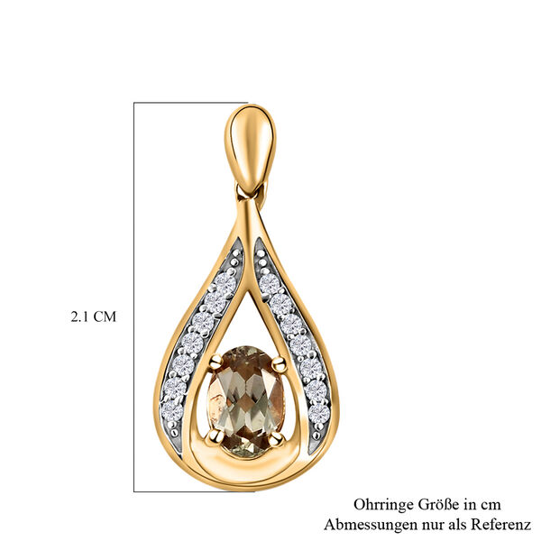 AAA Turkizit und wei&szlig;e Zirkon Ohrh&auml;nger in 925 Silber mit Gelbgold Vermeil image number 6