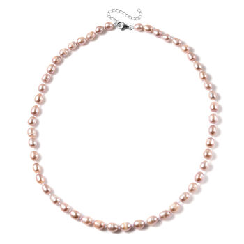 Lila S&uuml;&szlig;wasserzucht Perle Halskette ca. 45 cm 925 Silber rhodiniert