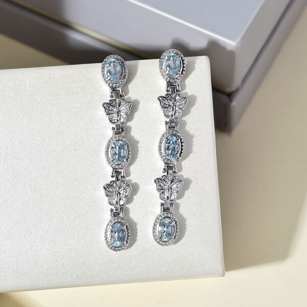 Himmelblaue Topas Ohrringe - 3 ct. image number 2