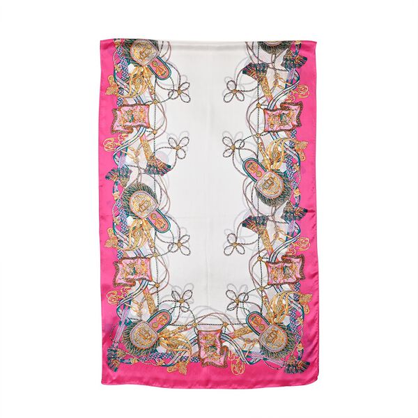 LA MAREY – Satinschal aus Maulbeerseide, Rosa mit weiß image number 8