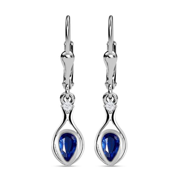 Kaschmir Kyanit und wei&szlig;e Zirkon-Ohrh&auml;nger - 1,24 ct.