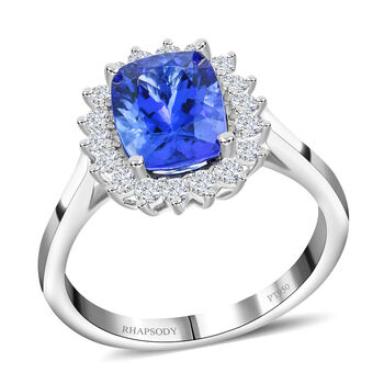 RHAPSODY AAAA Tansanit und wei&szlig;er Diamant-Ring, VS E-F, 950 Platin (Gr&ouml;&szlig;e 18.00) ca. 2.60 ct