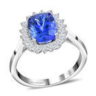 RHAPSODY AAAA Tansanit und weißer Diamant-Ring, VS E-F, 950 Platin (Größe 18.00) ca. 2.60 ct