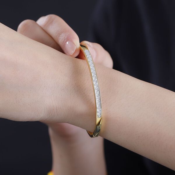 Weißer Diamant Armreif ca. 19 cm Messing image number 3