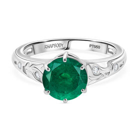 Rhapsody AAAA Kagem Sambischer Smaragd, Weißer Diamant Ring 950 Platin (Größe 17.00) ca. 2,13 ct
