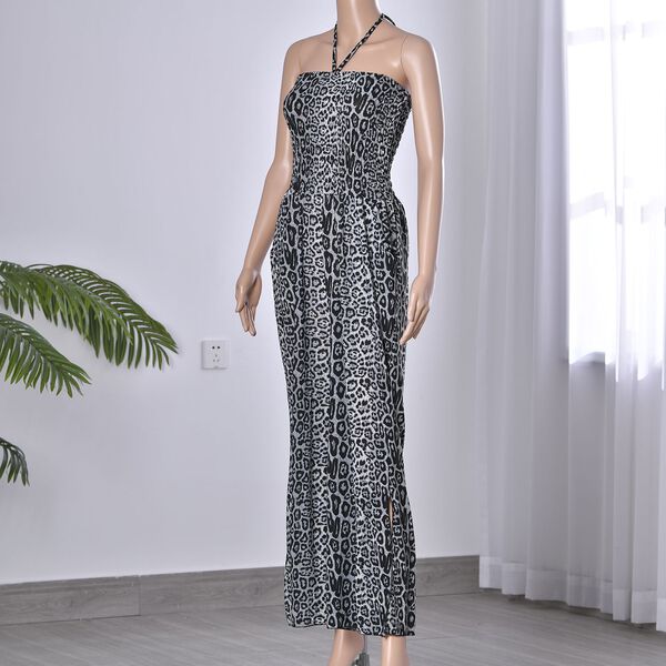 Halsausschnitt Jumpsuit, braun mit Leopardenmuster image number 3
