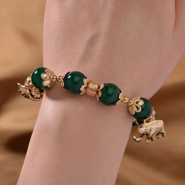 Grüner Achat Armband ca. Flexibles cm Legierung vergoldet ca. 166.60 ct image number 2