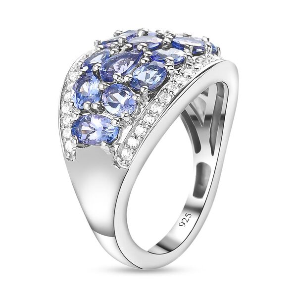AA Tansanit und wei&szlig;er Zirkon-Ring, 925 Silber platiniert  ca. 4,34 ct image number 5