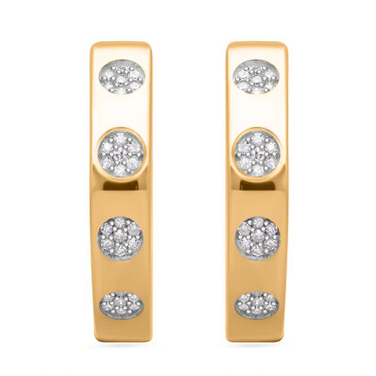 Wei&szlig;er Diamant Creolen, 925 Silber Gelbgold Vermeil ca. 0.25 ct