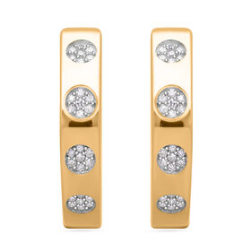 Weißer Diamant Creolen, 925 Silber Gelbgold Vermeil ca. 0.25 ct