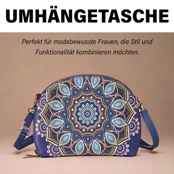 Umh&auml;ngetasche mit Multi-F&auml;chern und RFID Schutz im Blumenmuster, 21x16,5x4,5 cm, Blau image number 4