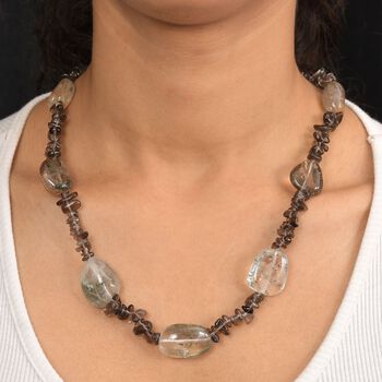 Lodlith, Rauchquarz Halskette ca. 60 cm 316L Edelstahl ca. 145.00 ct