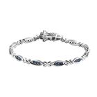 Blaues Diamant Armband, ca. 19 cm, 925 Silber platiniert ca. 0.33 ct
