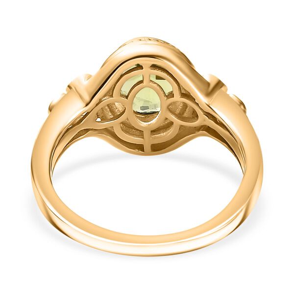 Nat&uuml;rlicher Peridot, Wei&szlig;er Zirkon Ring Messing (Gr&ouml;&szlig;e 20.00) ca. 1.36 ct image number 5