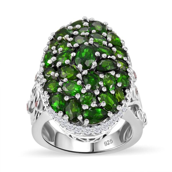 Nat&uuml;rlicher Chromdiopsid, rosa Turmalin und Zirkon-Ring - 6,64 ct. image number 4