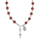 Sonnenstein Rosenkranzkette mit Kreuzanhänger und Medaillon, ca. 45 cm+ 5 cm Extender, ca. 180.00 ct