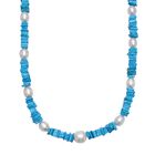 Türkis, Süßwasser Perle Halskette ca. 45 cm 925 Silber rhodiniert