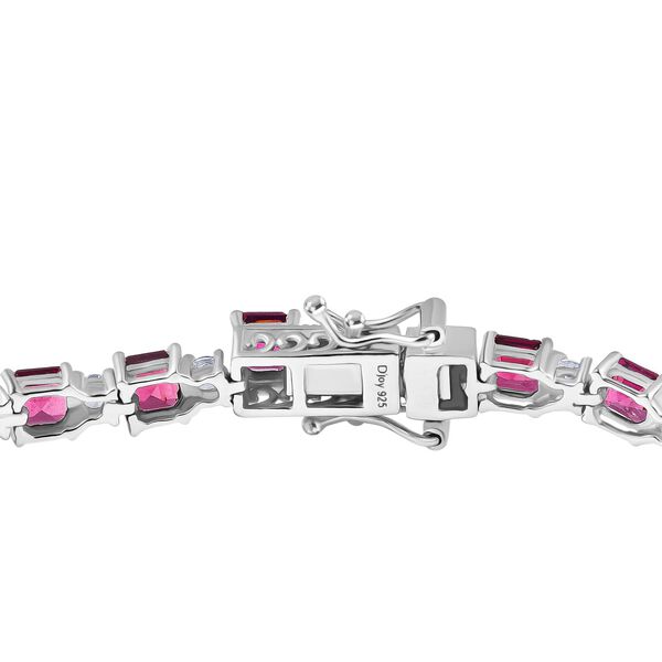 D'Joy Nat&uuml;rlicher Rhodolith Granat, Wei&szlig;er Zirkon Armband ca. 20 cm 925 Silber rhodiniert ca. 9.00 ct image number 4