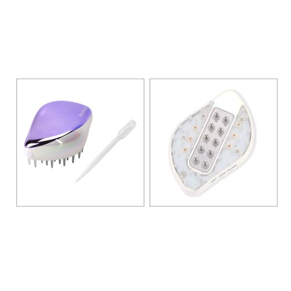 "Product name: Beautech red & blue light therapy hair comb  Model No: DR-229 material:  ABS+TPU+stainless steel  product size: 11*7*4.5cm product weight:  126g 1). Modes: a).LLLT laser light(655nm)+Red Light(630nm) therapy. Feature. b). Blue light(460nm) image number 7