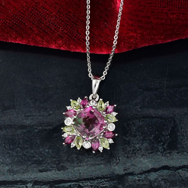 D'Joy Wassermelonen Quarz Triplett, Rhodolith Granat, Peridot und Zirkon Schmuckset image number 2