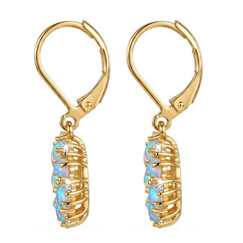 EVER TRUE AA Nat&uuml;rlicher, &auml;thiopischer Welo Opal, Wei&szlig;er Zirkon Ohrringe Reine Bronze ca. 1.72 ct