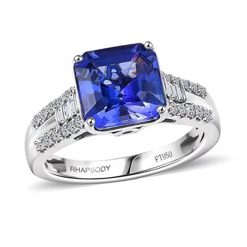 RHAPSODY AAAA Tansanit und Diamant Ring in 950 Platin - 4,54 ct.