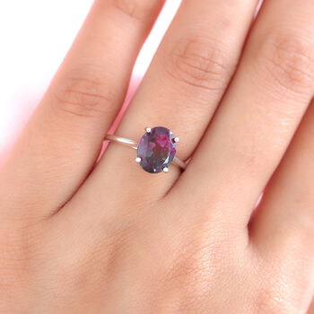 Wassermelonen Quarz Triplett Solit&auml;r-Ring, 925 Silber (Gr&ouml;&szlig;e 18.00) ca. 2,78 ct