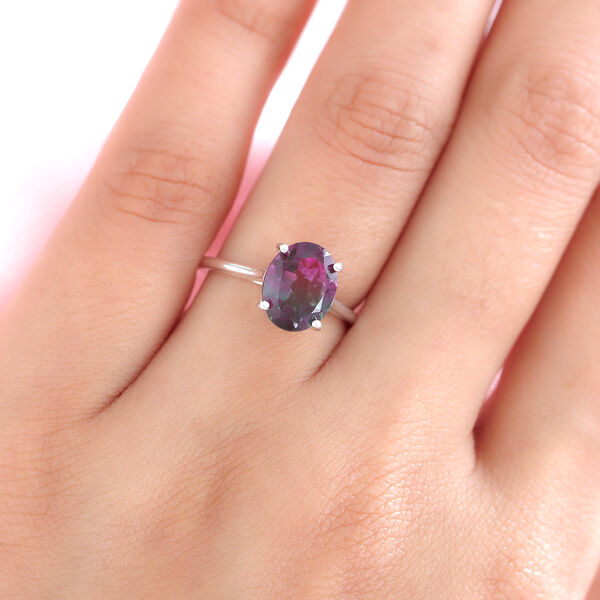 Wassermelonen Quarz Triplett Solit&auml;r-Ring, 925 Silber  ca. 2,78 ct