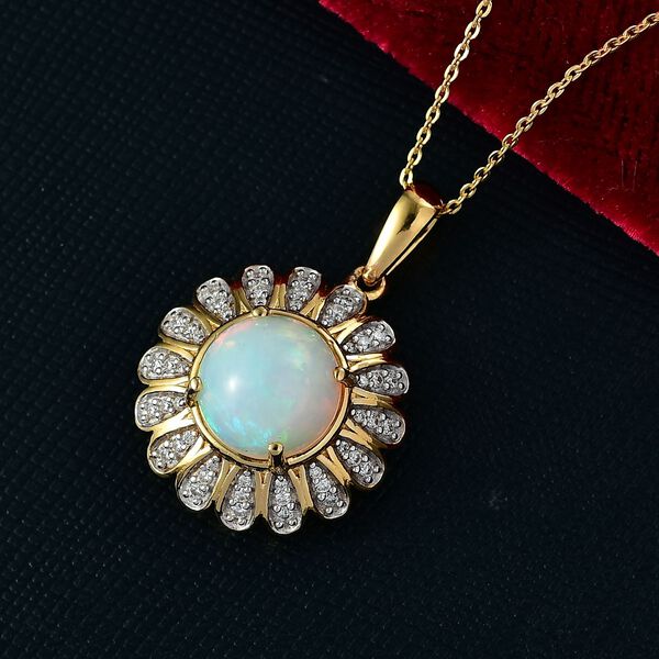 D'Joy AA Nat&uuml;rlicher, &auml;thiopischer Welo Opal, Moissanit Schmuckset ca. 50 cm 925 Silber 750 Gelbgold Vermeil ca. 3.15 ct image number 2