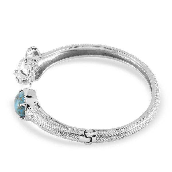 Blauer T&uuml;rkis-Elefantenkopf-Armreif in Silberton image number 3