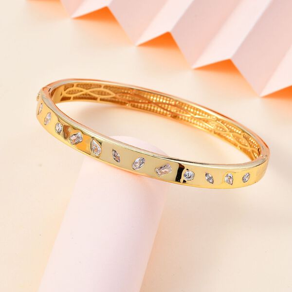 Wei&szlig;er Zirkonia Armreif ca. 19 cm Messing image number 2