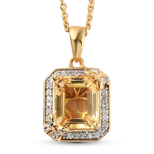Citrine und Zirkon Anhänger mit Kette 45 cm. 925 Silber vergoldet ca. 4,72 ct image number 0