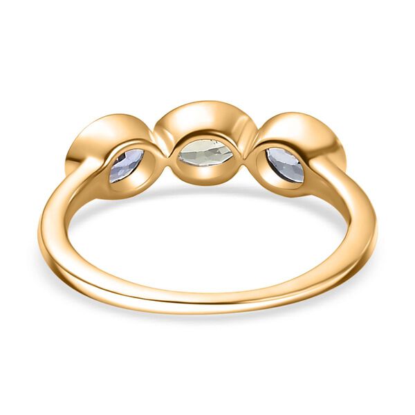 Pfau Tansanit, Tansanit Ring 925 Silber 750 Gelbgold Vermeil (Gr&ouml;&szlig;e 17.00) ca. 0,99 ct image number 6