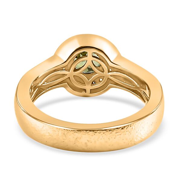 Natürlicher AA Calabar-Turmalin, Weißer Zirkon Ring, 925 Silber Gelbgold Vermeil (Größe 21.00) ca. 0.84 ct image number 6