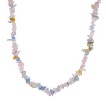 Mehrfarbiger Beryll Halskette, flexibel, Reiner Edelstahl ca. 160.00 ct