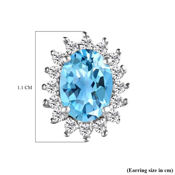 AA Himmelblauer Topas, Zirkon Ohrringe 925 Silber Platiniert ca. 2.37 ct image number 4