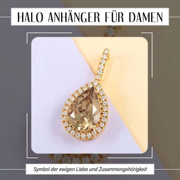 ILIANA AAA Turkizit und SI GH Diamant-Anh&auml;nger in 750 Gelbgold - 2,20 ct. image number 1