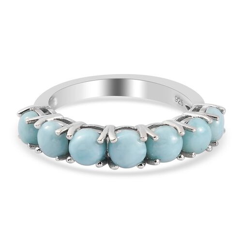 Larimar 7 Stein Ring  925 Silber Platin-Überzug image number 0