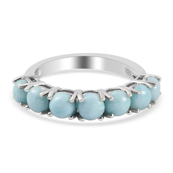 Larimar 7 Stein Ring  925 Silber Platin-Überzug image number 0