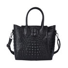 Crossbody Tasche aus 100% echtem Leder mit Kroko-Prägung, Größe 28x14x27 cm, Silber
