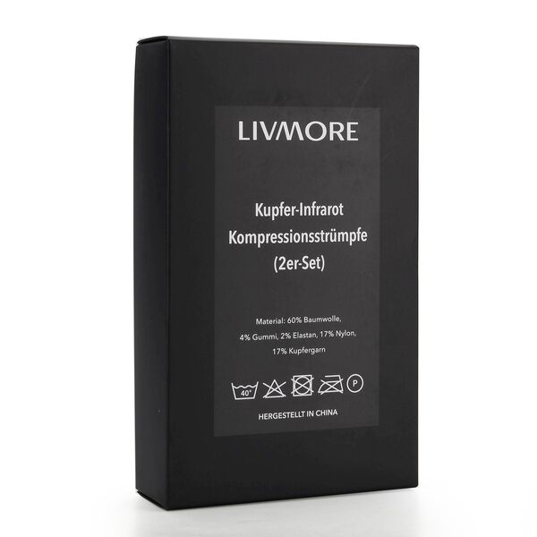 LIVMORE 2er-Set Infrarot-Kompressionssocken, Gr&ouml;&szlig;e S, Schwarz image number 7
